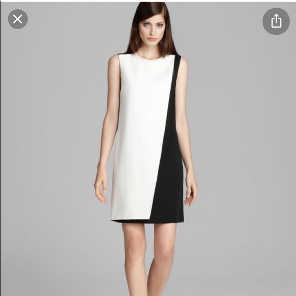 Theory silk shift dress sz 0 black and white - Picture 6 of 6